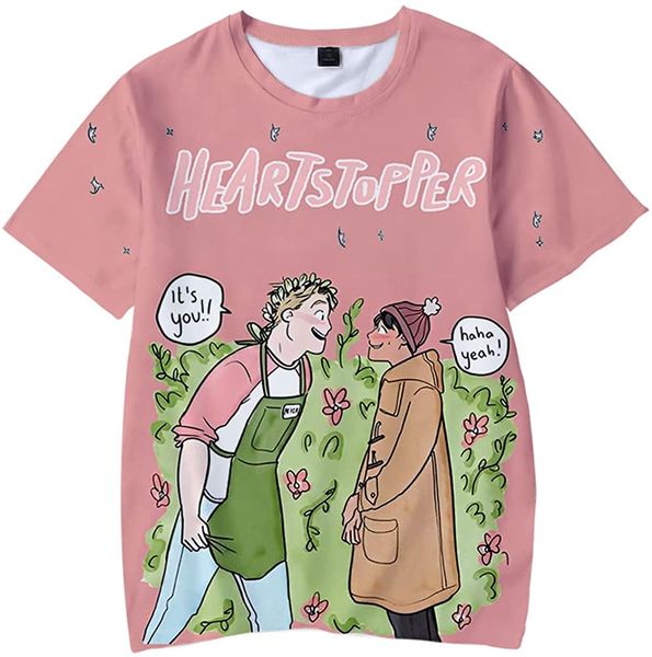 Heartstopper Rainbow T-Shirt Erkek Kadın Tees Moda Günlük Kısa Kol Giyim