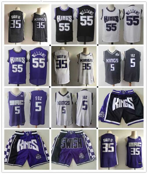 

mens sacramento''kings''jersey de'aaron 5 fox marvin 35 bagley iii jason 55 williams basketball shorts basketball j, Black;red