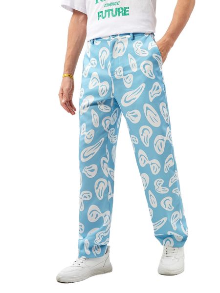 

men expression print straight leg pants h9ff#, Black