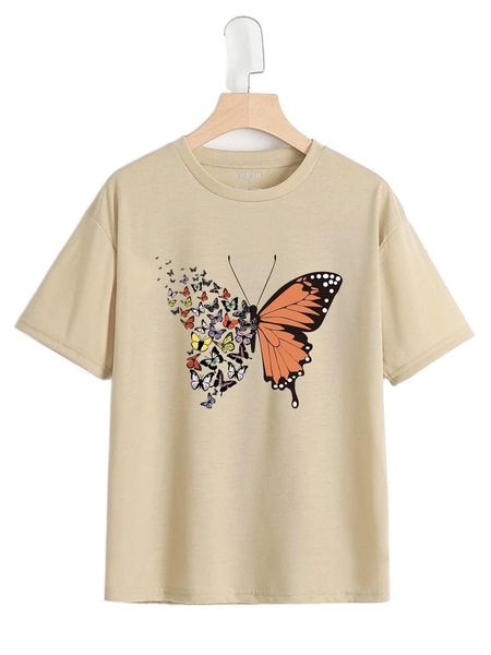 

butterfly print tee 80xh#, White