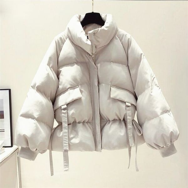 

8 solid colors cotton parkas women's outwear korean style autumn winter oversized coats jacket new women's clothing 201019, Black