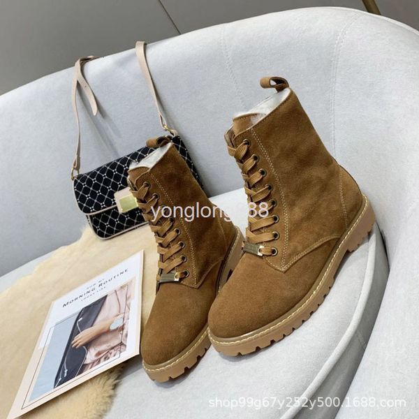 

boots u strap martin shoes keep warm in winter and wear fashionable snow boots to show thin lamb plush women's, Black