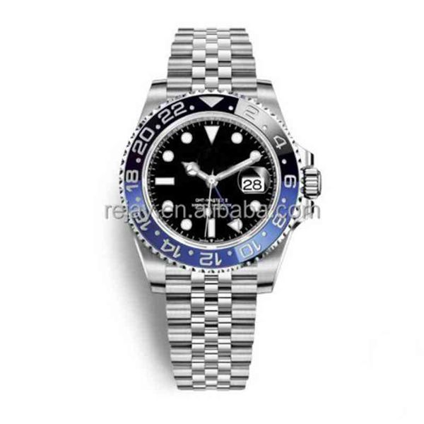 

classic watch mens 40mm gmt ii black dial blue ceramic bezel 116710blnr 116710 126715 126711 116718 asia 2813, Slivery;brown