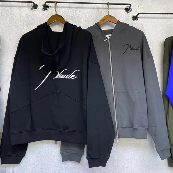 

22fw hooded embroidery fleece sweatshirt men women black white casual hoodies sweatshirts 11 novelty men real pics