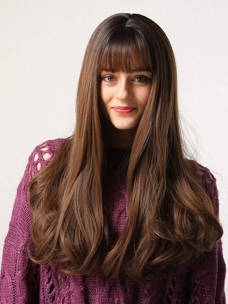 

nature long curly wig with bangs, Golden;white