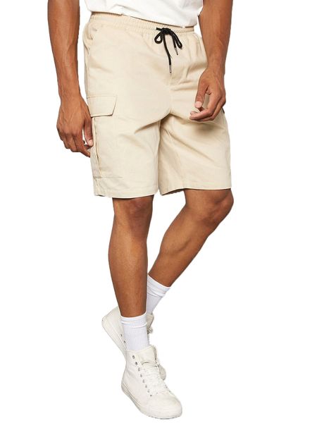 

men flap pocket side drawstring waist straight leg shorts x4hl#, White;black