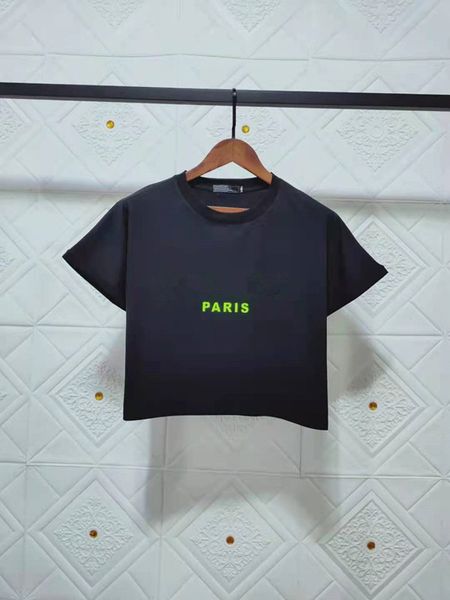 Mulher de alta qualidade Designer preto camiseta colheita verde letras impressas camiseta de verão feminino pulôver feminino casual hip hop mangas curtas rock streetwear camisole