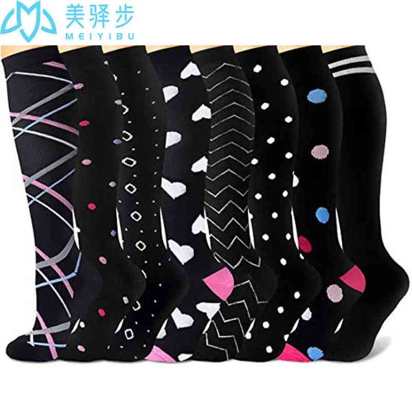 

1 pair compression socks elastic sports leg l220714, Black;white