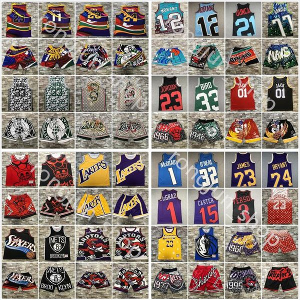 

floral fashion retro camo digital print mitchell ness basketball jerseys michael irving morant iverson vince carter tracy mcgrady doncic dun, Black;red