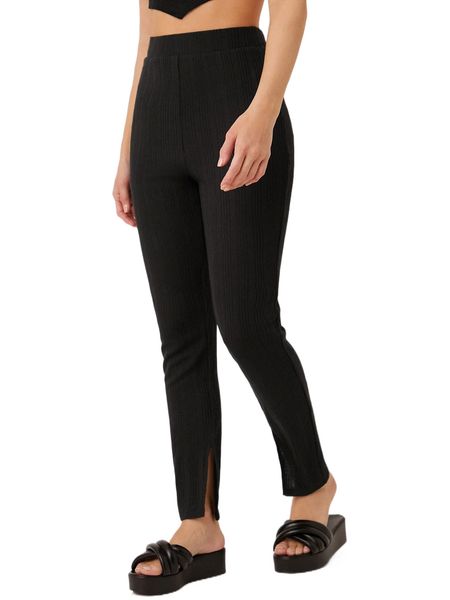 

high waist split hem skinny pants 40jn#, Black;white