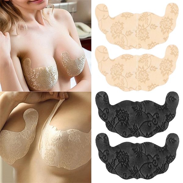 Forma a U Sexy Donna Adesivo Push Up Cuscinetti copricapezzolo Invisibile Sollevare il seno Reggiseno Top Nastro adesivo Pasta monouso Pasta toracica 220514