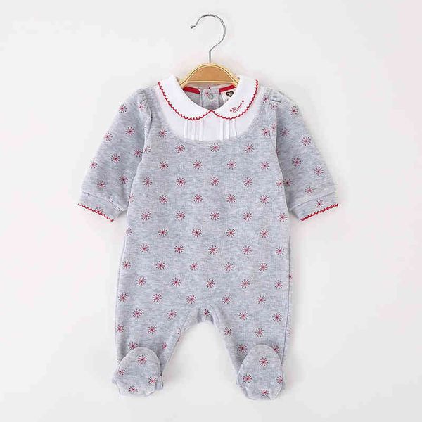 

baby velour rompers long sleeve girl boy clothes flower long sleeve onesies pyjamas newborn baby footed overalls jumpsuit outfit aa220323, Blue