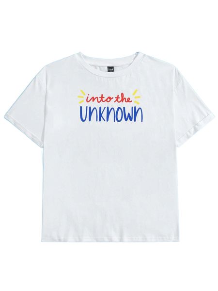 

x emma bailey slogan graphic round neck tee s7fl#, White