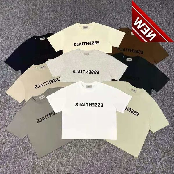 

2022 new bear of god multi thread essentials short sleeve chest offset men's and women's t-shirt, White;black