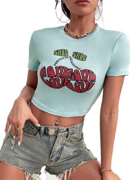

cherry & l.etter graphic c.rop tee v6si#, White