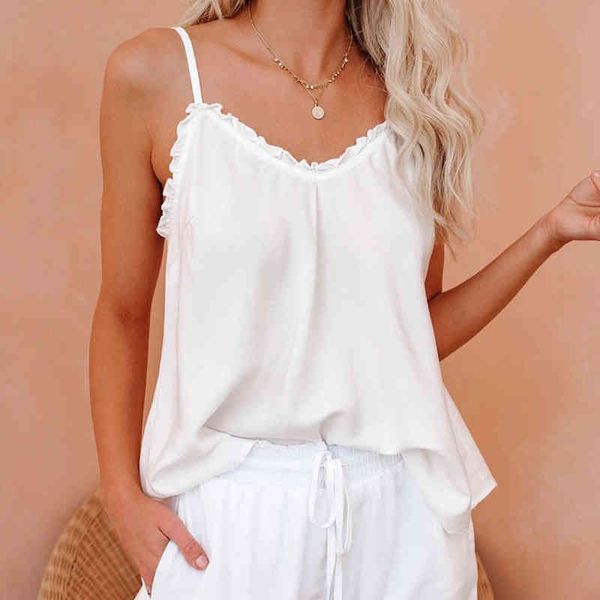 Frauen Tank Tops Sommer Mode Weiß Hosenträger Tops Damen Sexy Cami Weste Ärmellose Clubwear Streetwear haut femme L220705