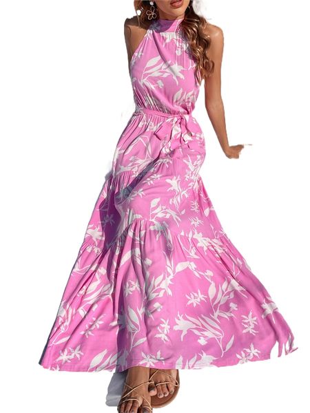 

f.loral p.rint r.uffle h.em b.elted h.alter d.ress j5gc#, Black;gray