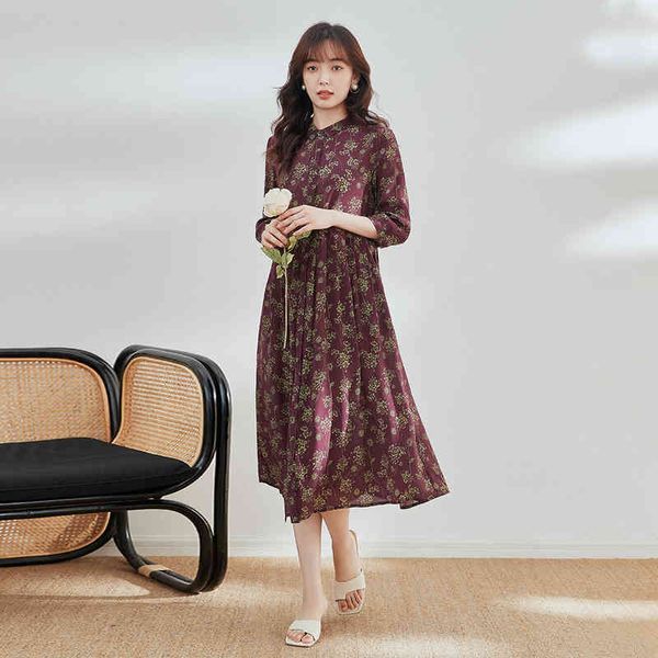 

silk mulberry dress cardigan women's spring and summer printed, Black;gray
