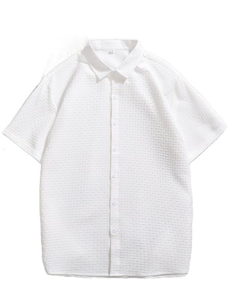 

men textured button front shirt y4lv#, White;black