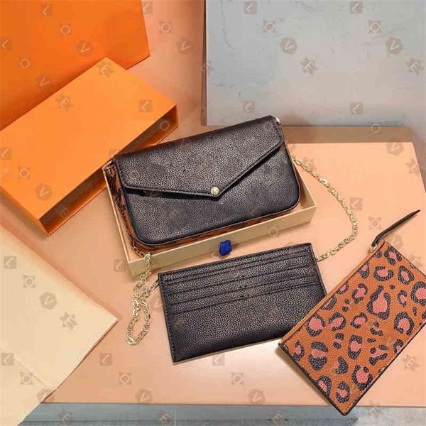 

cowhide emboss leopard pochette felicie shoulder bags envelope purse women cross body bag clutch wallet designer handbags dt3b