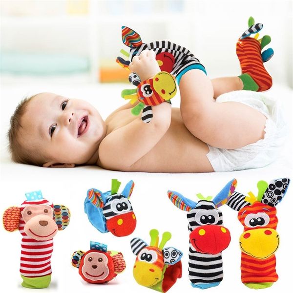 Plush Socks Strap Strap Rattles de desenho animado Toys de bebê 012 meses Nascido infantil infantil infantil de meias de animal para localizador de brinquedo presente de brinquedo 220531