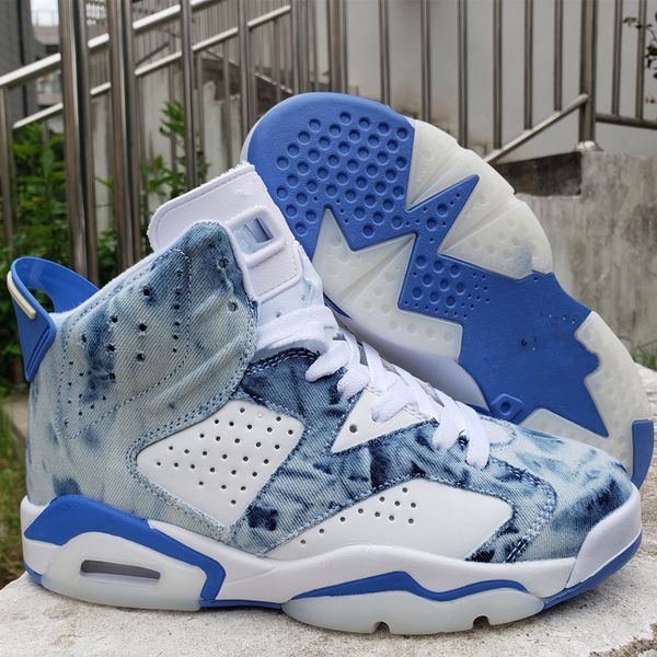 

6s acid wash denim basketball shoes 2023 sneaker trainer 6s with box size eur 40-47