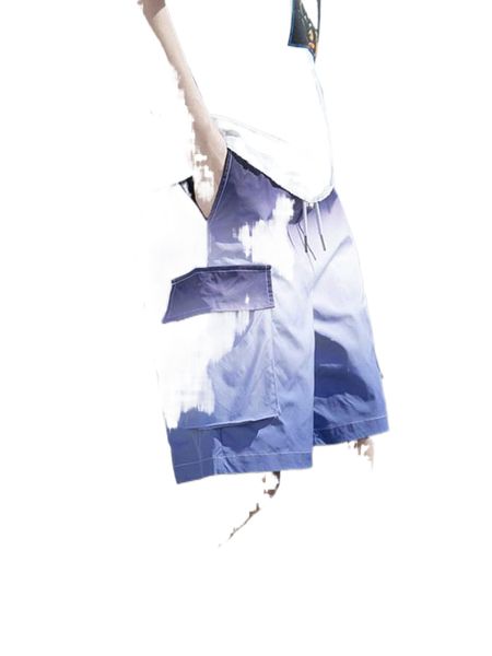 

men ombre flap pocket drawstring waist cargo shorts g954#, White;black