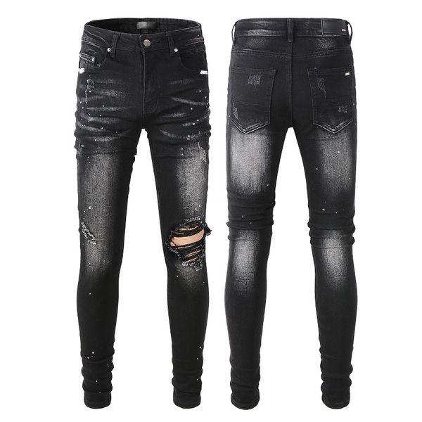 

mens designer jeans ripped jeans denim pants man slim jeans casual hip hop zipper trousers for male stretch trouser j21, Blue