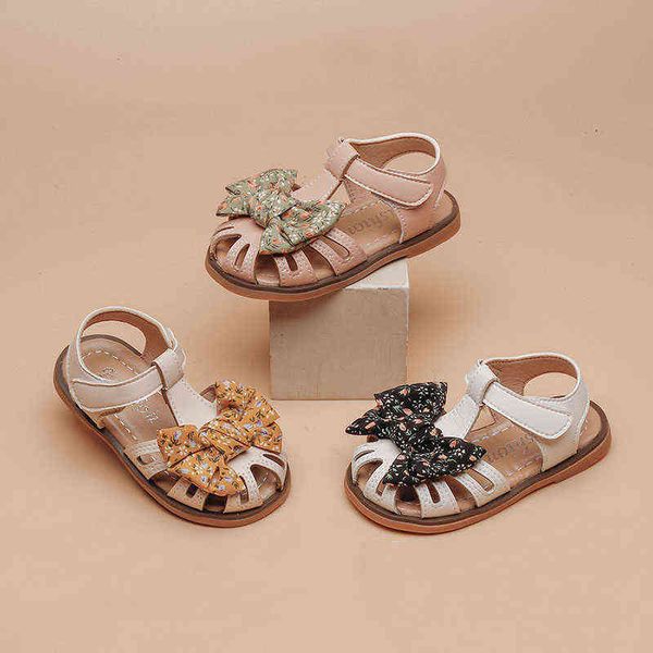 Bebek kız butik yürümeye başlayan çocuk ayakkabıları çiçek desen kelebek düğüm çocukları ayakkabı kız sandaletler kıvılcım prenses çocuk ayakkabı f04292 g220523