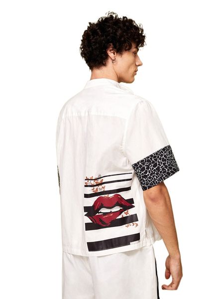 

x popinstadart men lip & butterfly print shirt 23df#, White;black