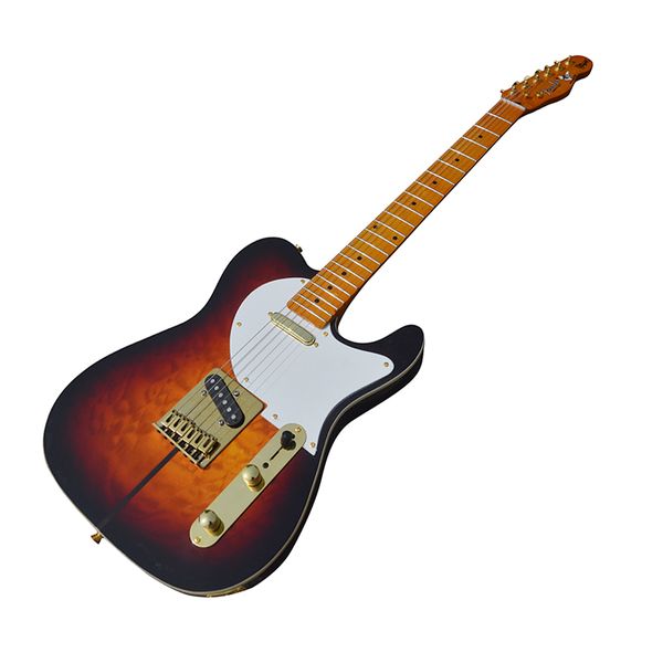 

classic brand electric guitar, luxurious tiger pattern surface, performance level, delivery worldwide