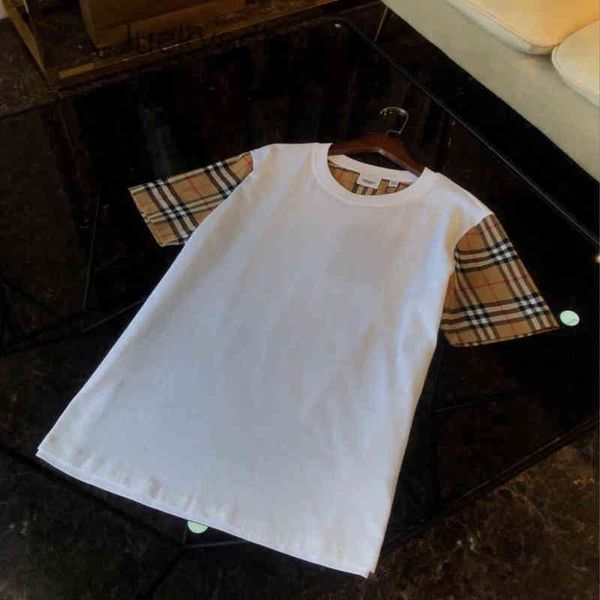 

brand designer t shirt and polo shirt 22 early spring new short sleeve plaid stitching t-shirt men women european lo s7p0, White;black