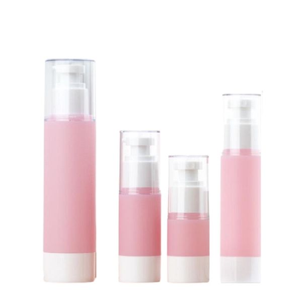 Nuovo arrivo vuoto come plastica rosa bottiglia riutilizzabile airless pompa per lozione spray sottovuoto coperchio trasparente contenitore per imballaggio cosmetico di lusso 15 ml 30 ml 50 ml 100 ml