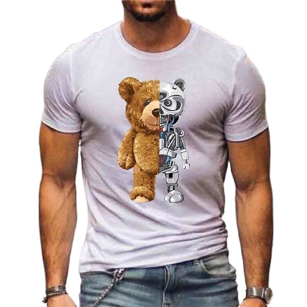 

men's t shirt shirt stamping graphic prints bear animal plus size round neck daily vacation print short sleeve fashion vintage classic, White;black