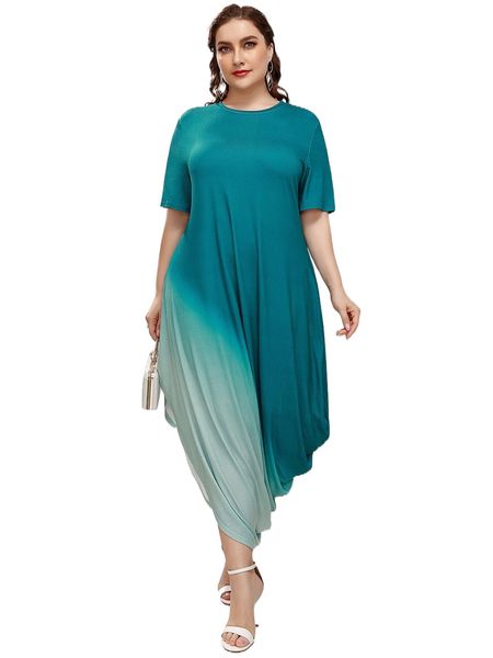 

plus ombre ruched dress g6hi#, Black