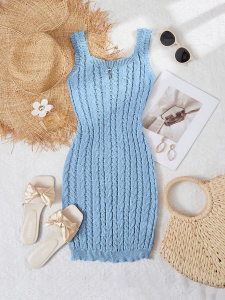 

cable knit tank sweater dress 9986#, White;black