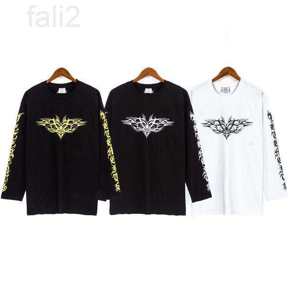 

men's t-shirts designer new vtm witt meng sanskrit letter loose round neck long sleeve t-shirt high street fashion brand ins men's, White;black