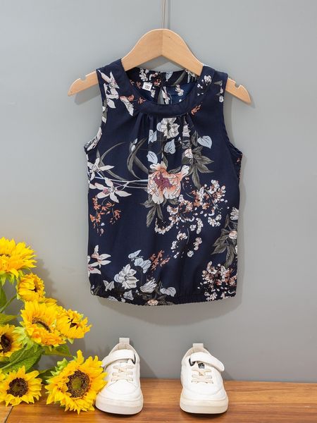 

toddler girls floral print keyhole back blouse she, White;black