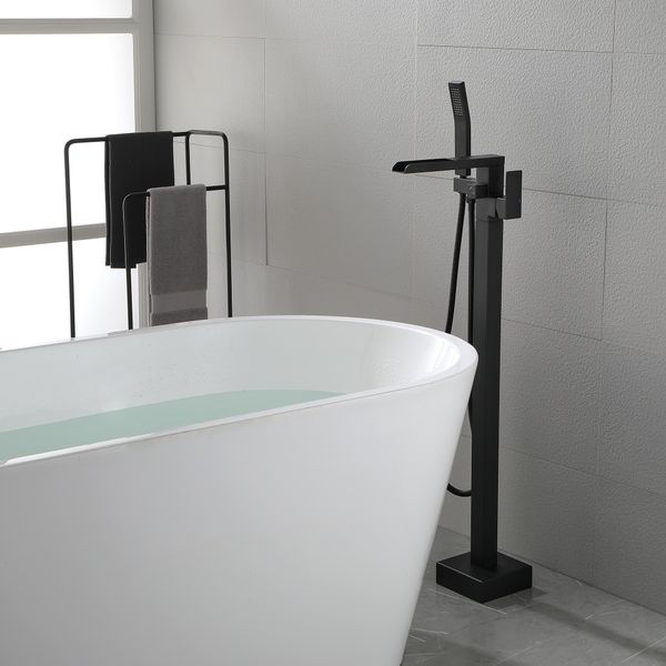 

waterfall tanding single handle floor mounted clawfoot tub faucet with handshower