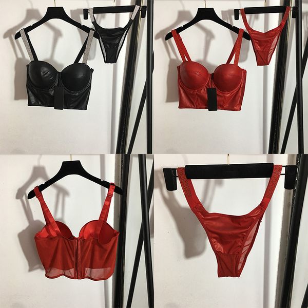 PU кожаные лифчики Bras Lyingeries Сексуальные слинг -купальники Мода Бриллианто