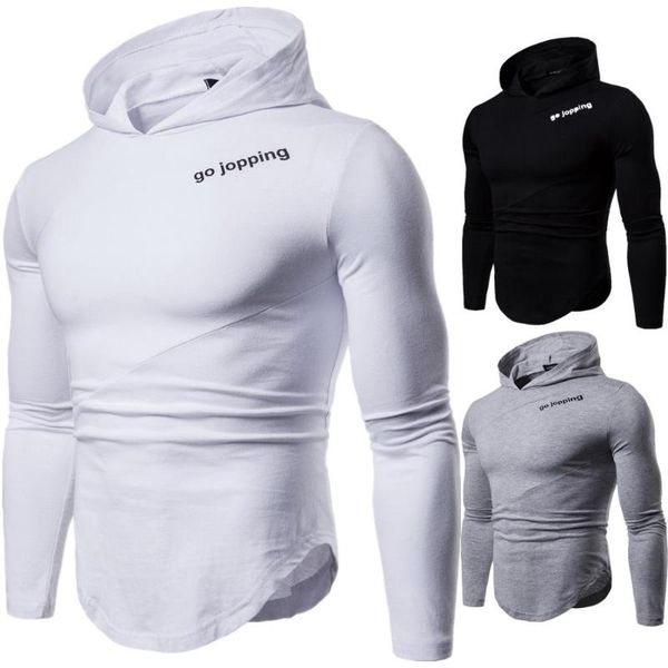 

men's t-shirts fashion 2022 spring autumn hip hop stretch white/black/grey british style youth wild hooded pullover long-sleeve t-shirt