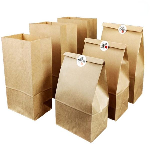 Kundenspezifische Kraftpapiertüten für Brot, Snacks, Sanwich-Wrap-Boxen, Lebensmittelverpackungen zum Mitnehmen, Verpackungspapierbeutel für Frühstück, quadratischer Boden, Süßigkeiten, Backen, Dessert-Party