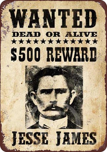 

new jesse james original wanted poster aluminum metal sign 8x12 inches