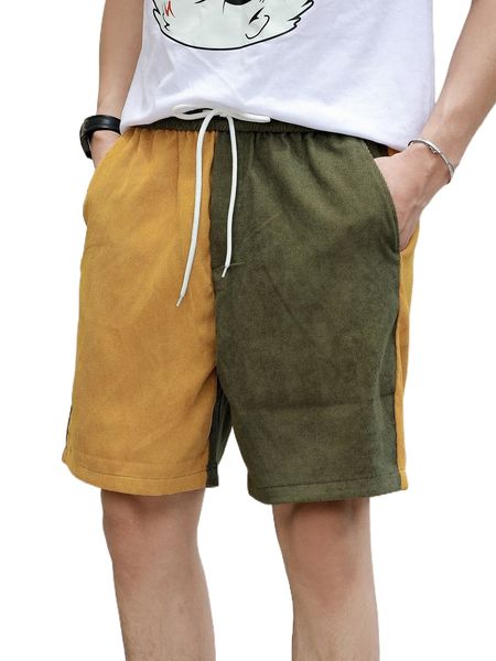 

men two tone drawstring waist shorts s0q4#, White;black