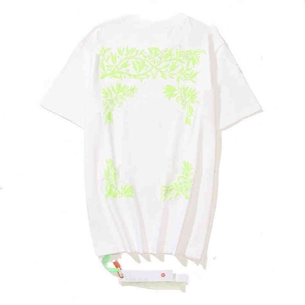 

off t shirt off men's t-shirts offs back leaf print short sleeve t-shirt arrow loose and women's bottoms fashion printed letter x, White;black