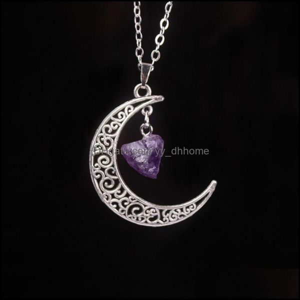 

pendant necklaces pendants jewelry irregar natural original stone crystal quartz style moon shape with dhdmn, Silver