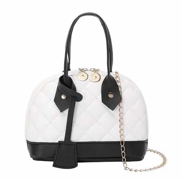 

france elegant simple ladies crossbody bag handbags contrasting color splicing one-shoulder shell bags luxurious plaid chain women designer