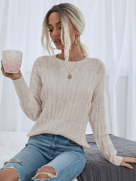 

cable knit drop shoulder sweater d8bg#, White;black