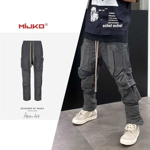 

men's pants mijko men's wear women's autumn and winter new products undemycar style multi flap functional pants men's an, Black