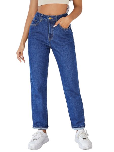 

high waist straight leg jeans m8yz#, Blue